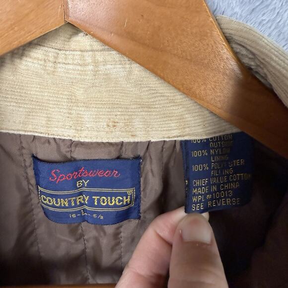 VINTAGE Country Touch Mens Tan Corduroy Quilted Lining Jacket Size L - Picture 3 of 6
